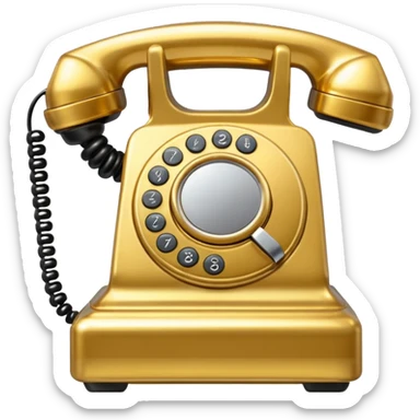 One single Golden phone icon, png, no background, no border sticker