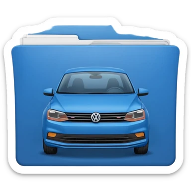 A **simple emoji-style icon** of a **blue multipocket folder**, clean and minimal, with **layered inner tabs**, subtle shading, and a **small blue Volkswagen Jetta car symbol** on the front.
 sticker