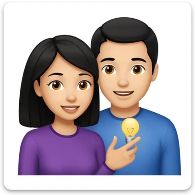 light skin black hair woman talking with a light skin black hair man, she's exited an he's happy, we're face to face sticker