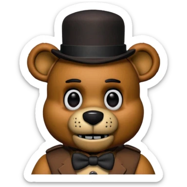 Freddy Fazbear with black and tiny hat from Five Nights At Freddy's Movie sticker