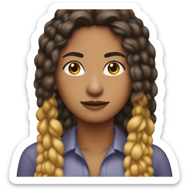 MULHER CABELOS CACHEADOS MORENA ALONGADO ACENANDO E SORRINDO sticker