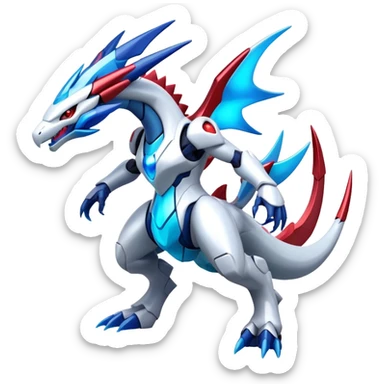 Futuristic Kyurem-reshiram-salamence-dialga-suicune-hybrid, full body sticker