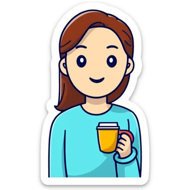 Fashionable Parisian woman with coffee cup sticker