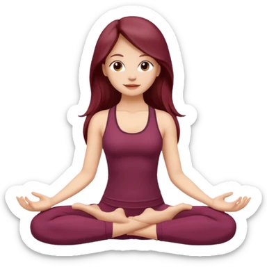 Beautiful burgundy long haired girl doing yoga sticker