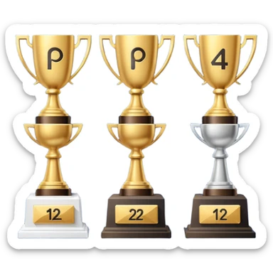 PlayStation trophy icons in PS5 style, flat minimalist UI, platinum, gold, silver, and bronze trophies displayed vertically with numbers next to each icon, dark background, official PlayStation design, clean and modern interface, similar to PSN profile trophies layout.” sticker