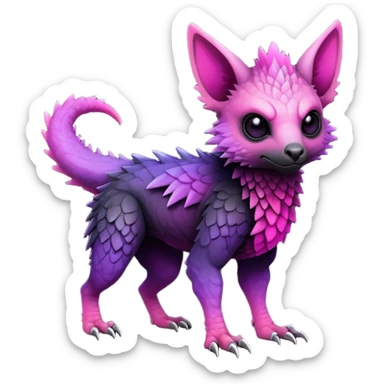 Cool Edgy Black-pink-purple-gradient badass Trico-animal-creature full bodyd sticker
