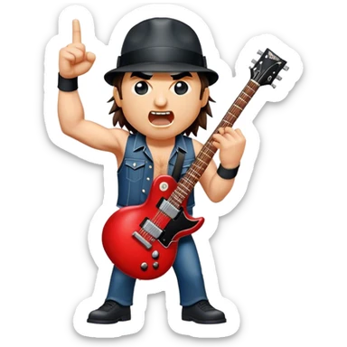 Cinematic Realistic AC/DC Pop Culture Emoji, showcasing an electrifying portrayal inspired by the legendary rock band rendered with vivid textures and energetic lighting. sticker