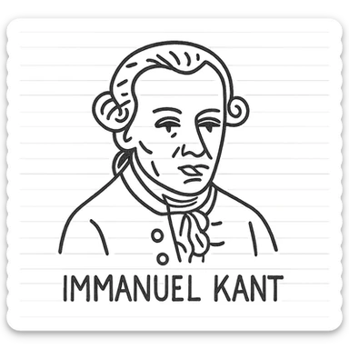hand-drawn black and white portrait of Immanuel Kant, sketchy outline style, no fill, only outlines sticker