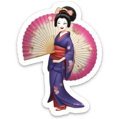 Geisha kimino folding fan dance sticker