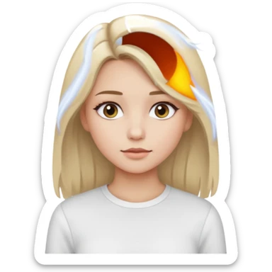 ragazza bionda cenere truccata con maglietta a maniche lunghe bianca sticker