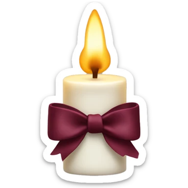 white candle with burgundy bow  sticker