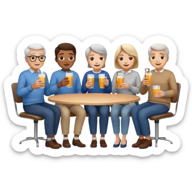 Millions of young people, adults and seniors in casual clothing at an afterwork meeting sticker