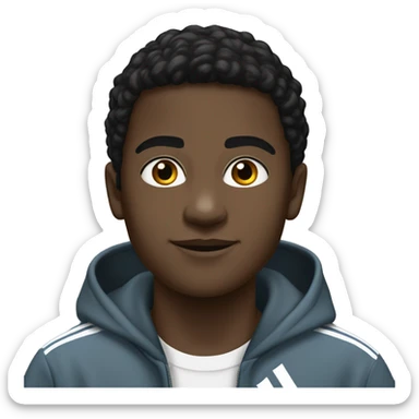 black boy with hoodie “mavi” and wearing “adidas campus” sticker