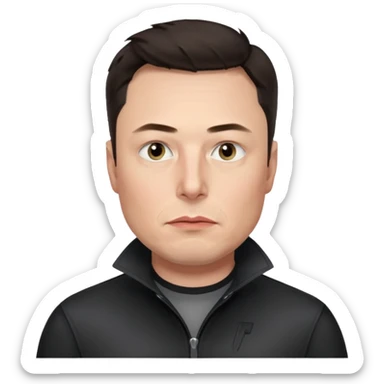 realistic make me elon musk serious face dark hair  sticker