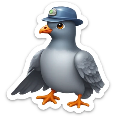 pigeon either miners hat and pick sticker