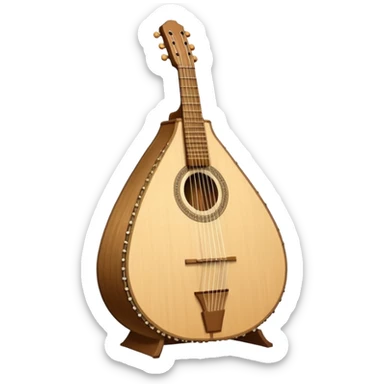 A traditional Ukrainian string instrument with a large pear-shaped wooden body, a short neck, and many strings arranged in a fan shape. It looks like a mix of a lute and a harp and is often held upright and played by plucking the strings. sticker