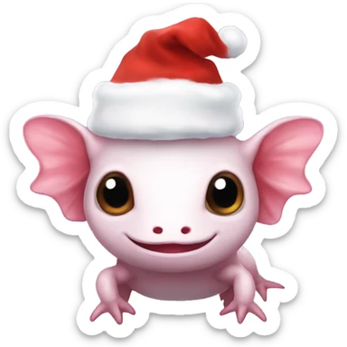 axolotl wearing a Xmas hat sticker
