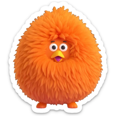 a cartoonish orange fluffy butt, exaggerated fluffiness sticker
