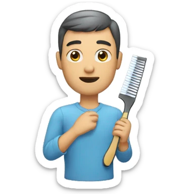 A man combing sticker