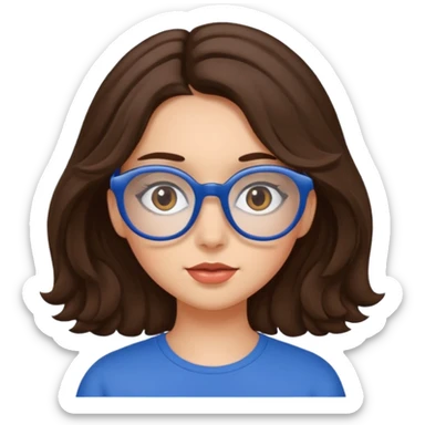 Fille brune cheveux ondulés yeux bleus lunettes sticker