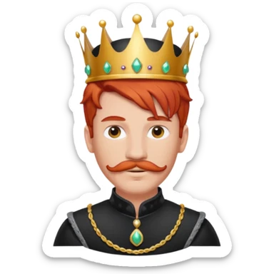 red-haired princes with crown mustace. dark outfit sticker