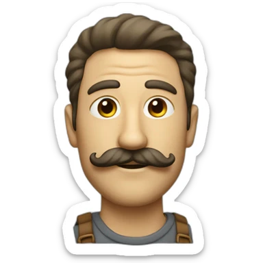 A man with a mustache which is called "The painters brush"  sticker