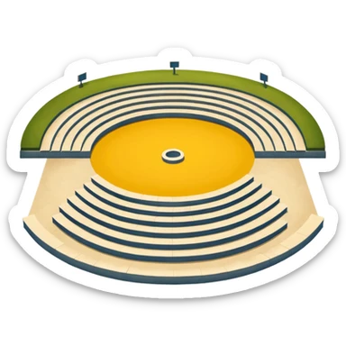 outdoor amphitheater with benches in a semicircle with 4 steps sticker