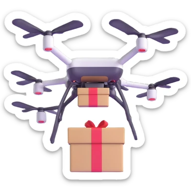 delivery drone with package sticker