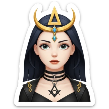 Leather choker with occult symbol on pale neck, dominance and devotion sticker