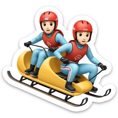 doubles olympic luge in a sled going down a run sticker