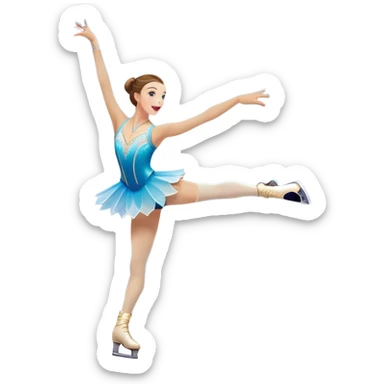 An icon of a theatrical ice show with close-up costumed figure skater performing a dramatic scene on a glowing ice stage. Spotlights, colorful scenery, and a cheering audience in a grand arena convey the magic and artistry of the ice performance. Transparent background included. sticker