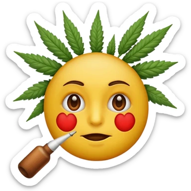 Emoji fatigué avec des cernes et un expression de paresseux comme si il avait fumé du cannabis sticker