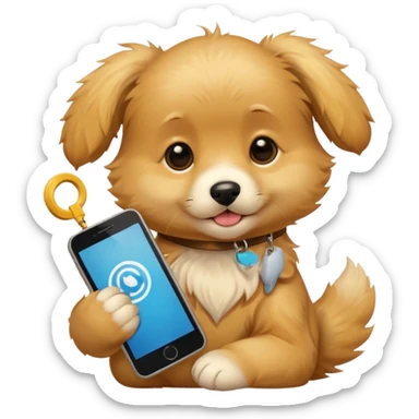 puppy with phone sticker