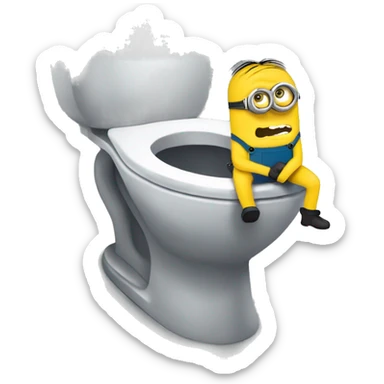 Minion stuck in a toilet sticker