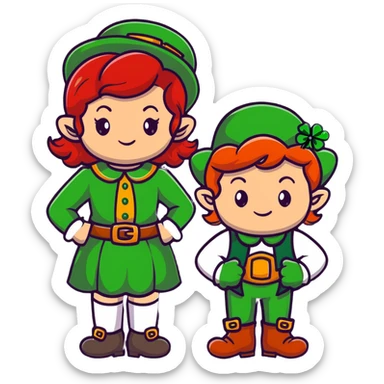 girl with red hair and brown eyes with a leprechaun sticker