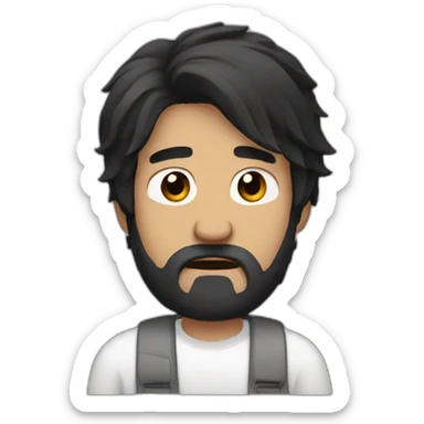 Bearded man with black hair crying sticker