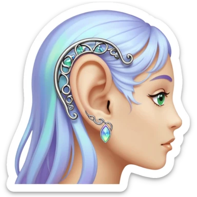 Elvish fae shiny sparkly iridescent translucent diaphanous ear climber ear cuff sticker