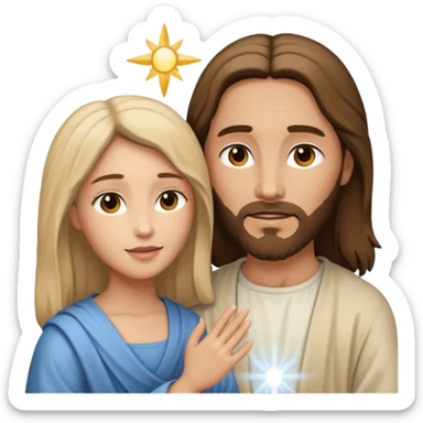Jesus animado con una mujer ayudándola, variadas sticker