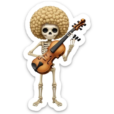 Brook skeleton musician with afro and violin, One Piece sticker