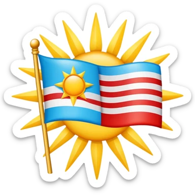 Create a flag proposal for Hispanic America, combining symbolic elements common to Hispanic-American countries:

AZUL CELESTE  
---------------------  
  ★   ★   ★   ★   ★  
     ☀  
---------------------  
VERMELHO  
```  
*(Sol central com estrelas acima, entre faixas azul e vermelha.)*   sticker