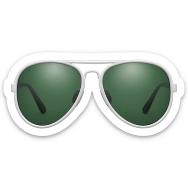 white frame, dark green lenses, aviator sunglasses, emoji style sticker