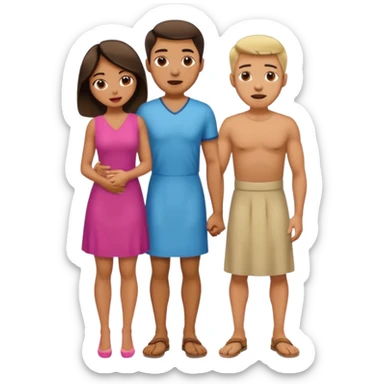 full body of a man on his hands and knees in front of a woman while she stands behind him with her tongue out sticker