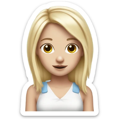 Cute blonde white girl with bunny ears sticker