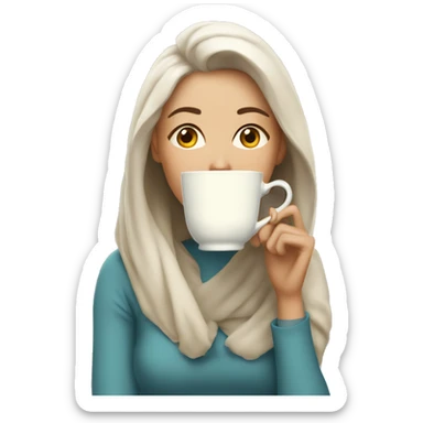woman sipping tea sly sticker