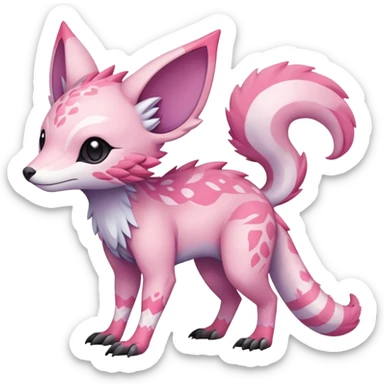 Rare realistic exotic pastel cute epic pretty beautiful handsome gorgeous aesthetic colorful vibrant Vernid-Trico-species-Fakemon-creature by LiLaiRa, 4 legs, 1 tail, random markings, (full body) sticker