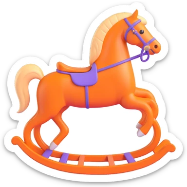 luxury rocking horse, 3D, orange, fine stitching, inspired by Hermès, no text sticker