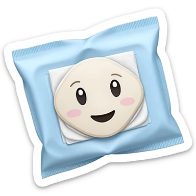 small folded white cleaning wipe partially pulled from thin flat sachet, soft slightly crinkled texture, delicate lint-free material, minimalist packet with clean edges no branding, no glasses liquid or extras, soft lighting, subtle shadows, emoji scale sticker