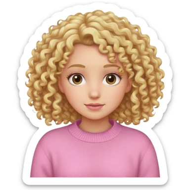 chica pelo rizado rubio con jersey rosa sticker