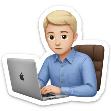 aktien experte er sitz am laptop und verdient durchs traden geld sticker