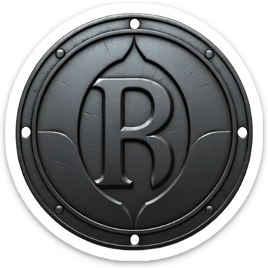 Minimal emoji, gothic metal coin made of black steel, engraved number f at the center, ancient industrial aesthetic, worn metal texture, no glow, no neon, flat emoji design, centered, transparent background sticker